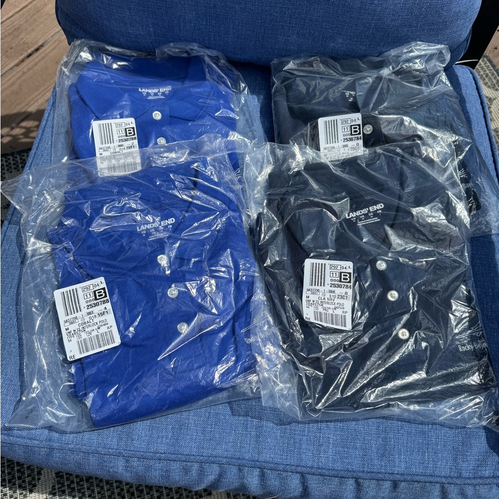 (4) New Women Lands End Polo Uniform shirts RBCS size M